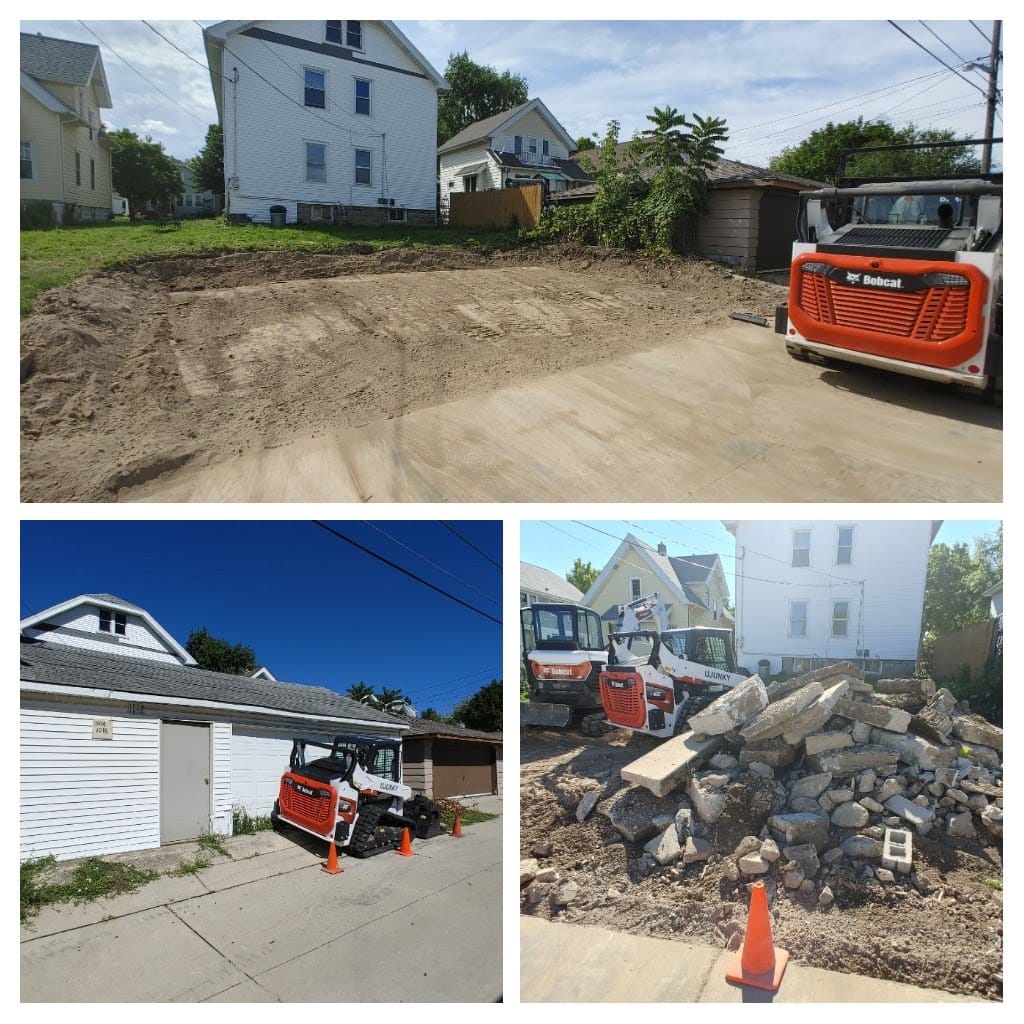 Cleared garage demolition site after removal in Milwaukee