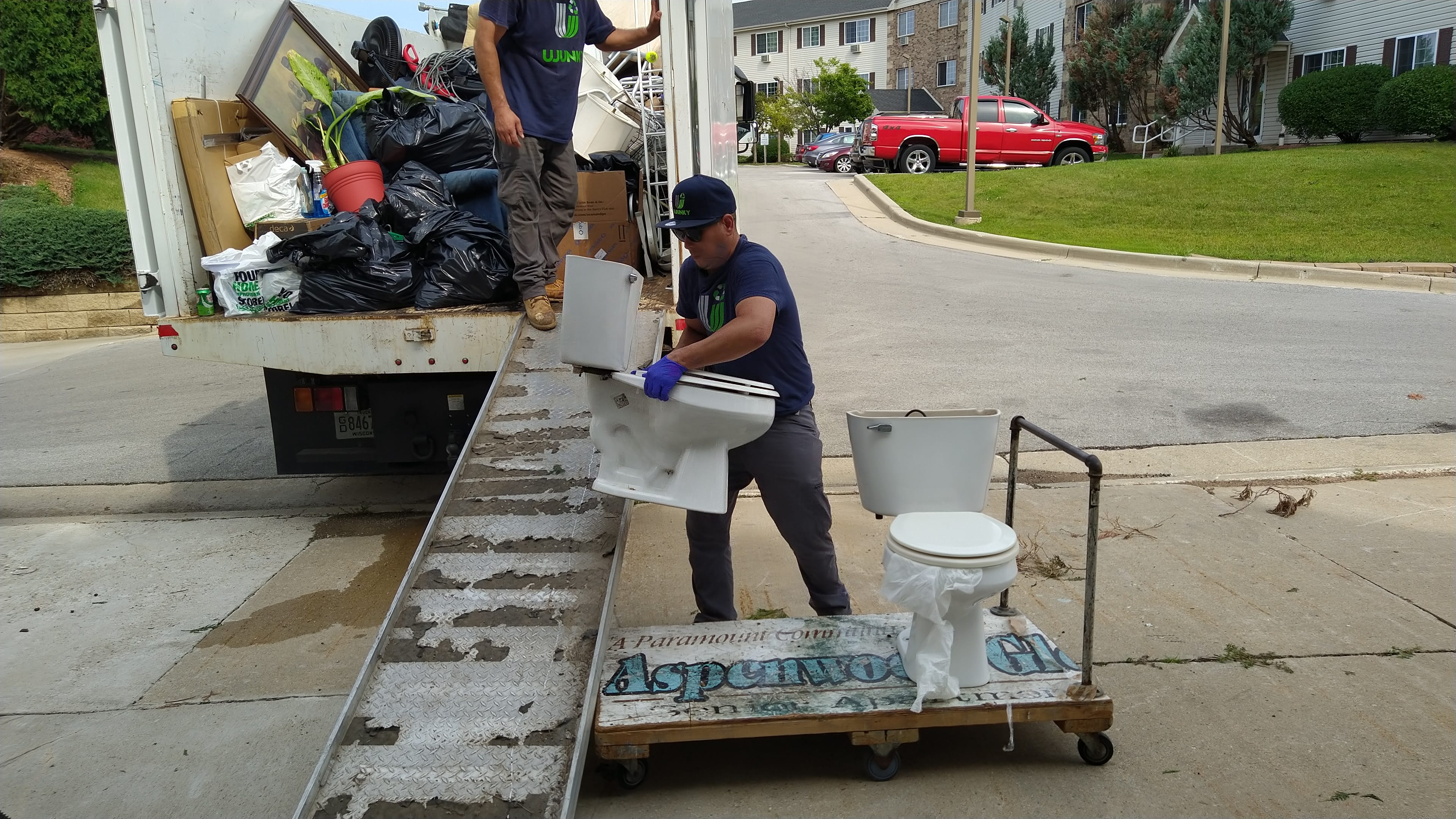 Junk removal action shot in New Berlin, Wisconsin