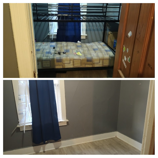 A comparison between an attic before and after cleaning it