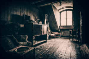 a cluttered attic